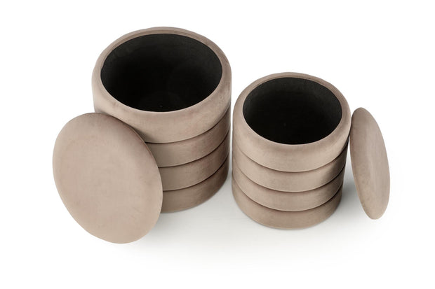 Halmar Set di 2 pouf contenitore in velluto Pacho Beige