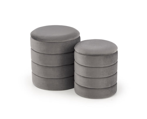 Halmar Set di 2 pouf contenitore in velluto Pacho Grigio