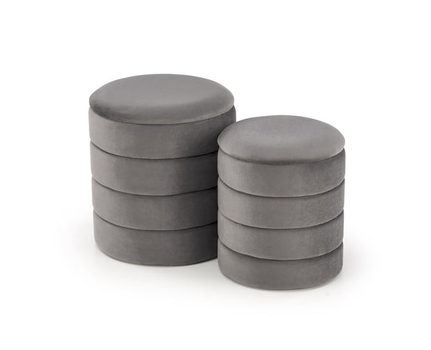 Halmar Set di 2 pouf contenitore in velluto Pacho Grigio