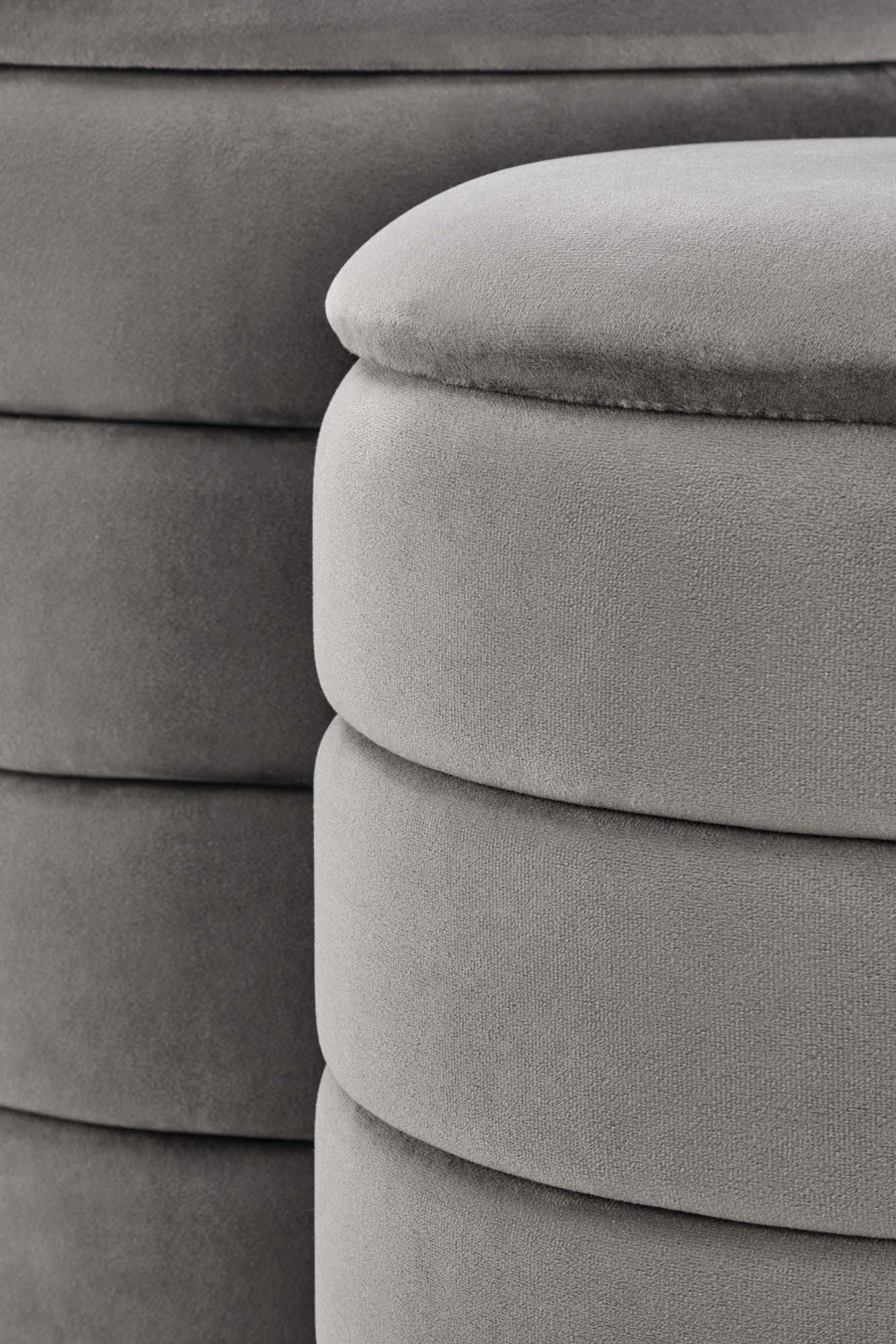 Halmar Set di 2 pouf contenitore in velluto Pacho Grigio