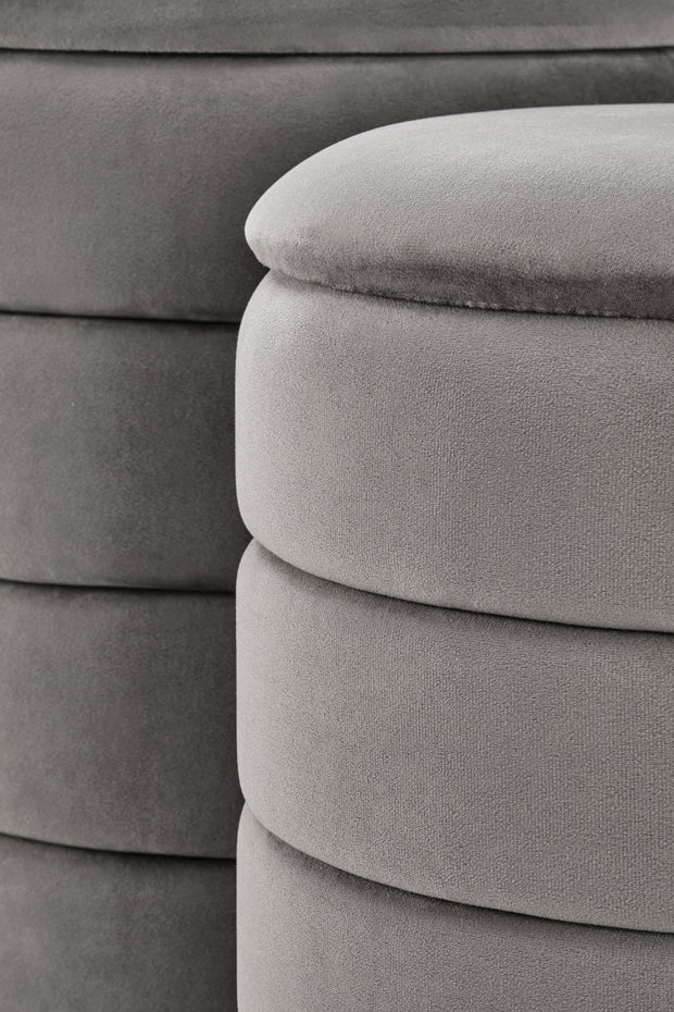 Halmar Set di 2 pouf contenitore in velluto Pacho Grigio