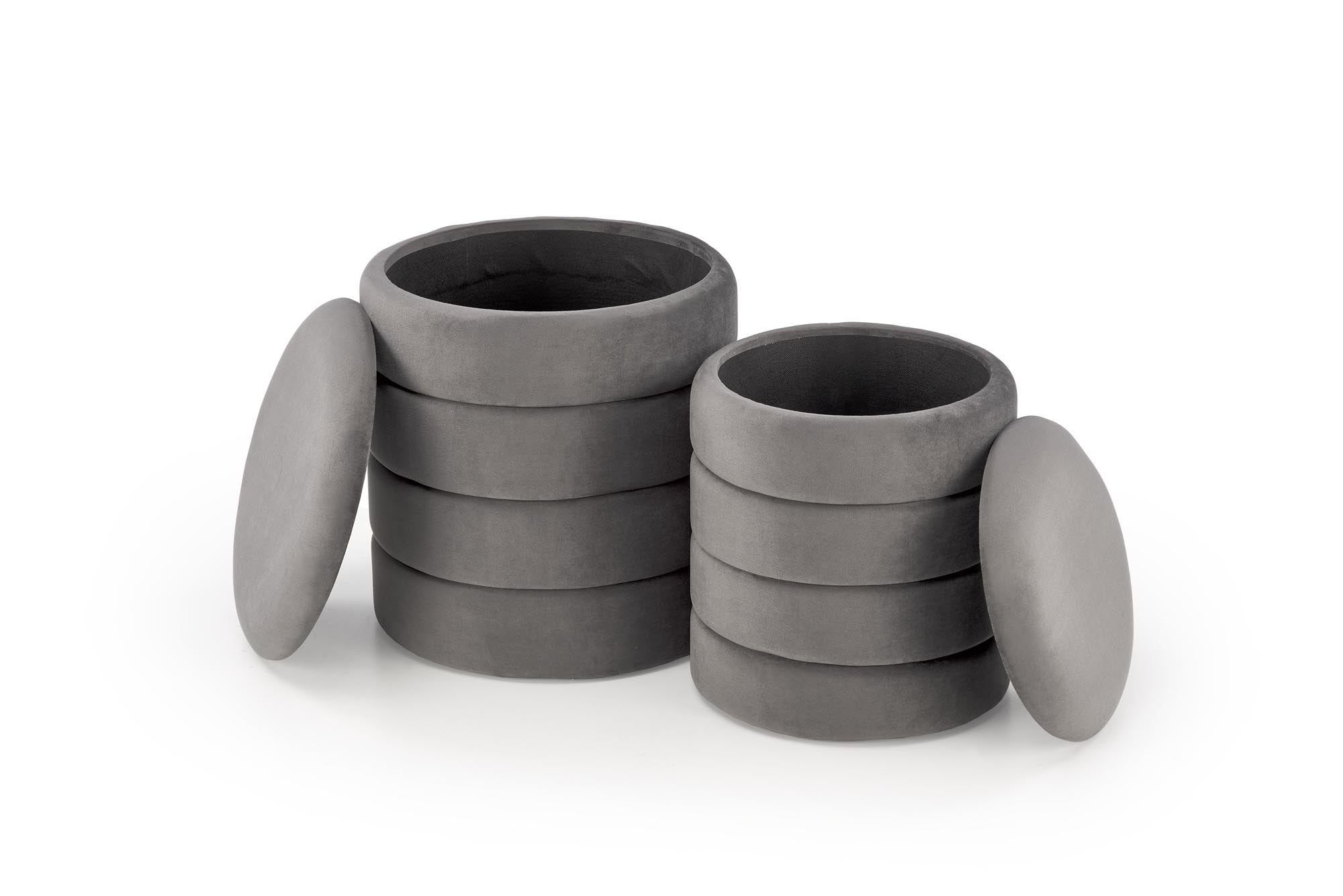 Halmar Set di 2 pouf contenitore in velluto Pacho Grigio