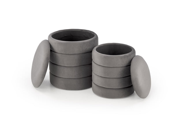 Halmar Set di 2 pouf contenitore in velluto Pacho Grigio