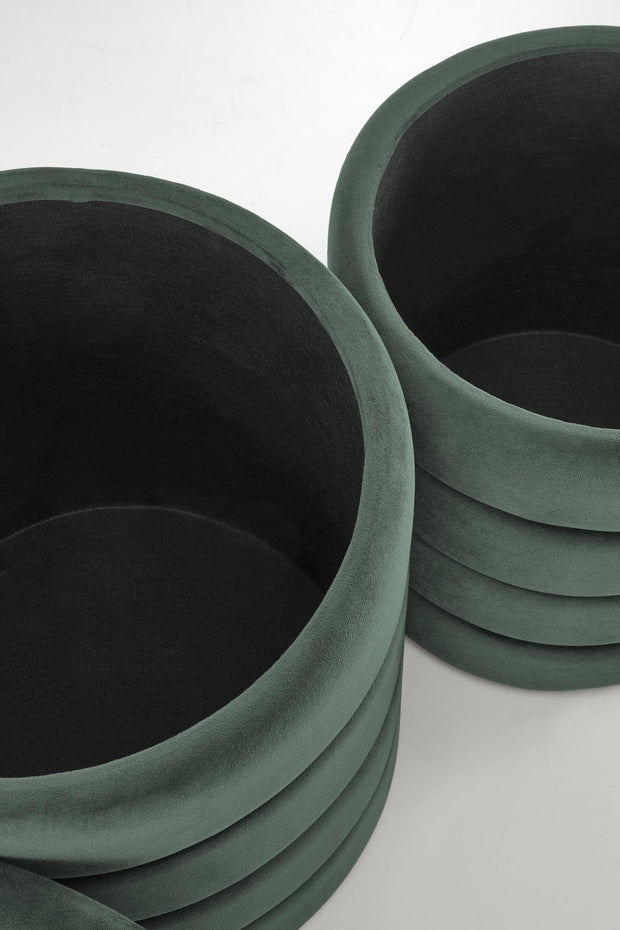 Halmar Set di 2 pouf contenitore in velluto Pacho Verde
