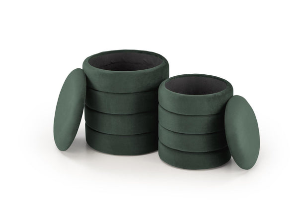 Halmar Set di 2 pouf contenitore in velluto Pacho Verde