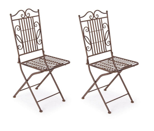 Set di 2 sedie da giardino pieghevole in metallo Melanie Marrone