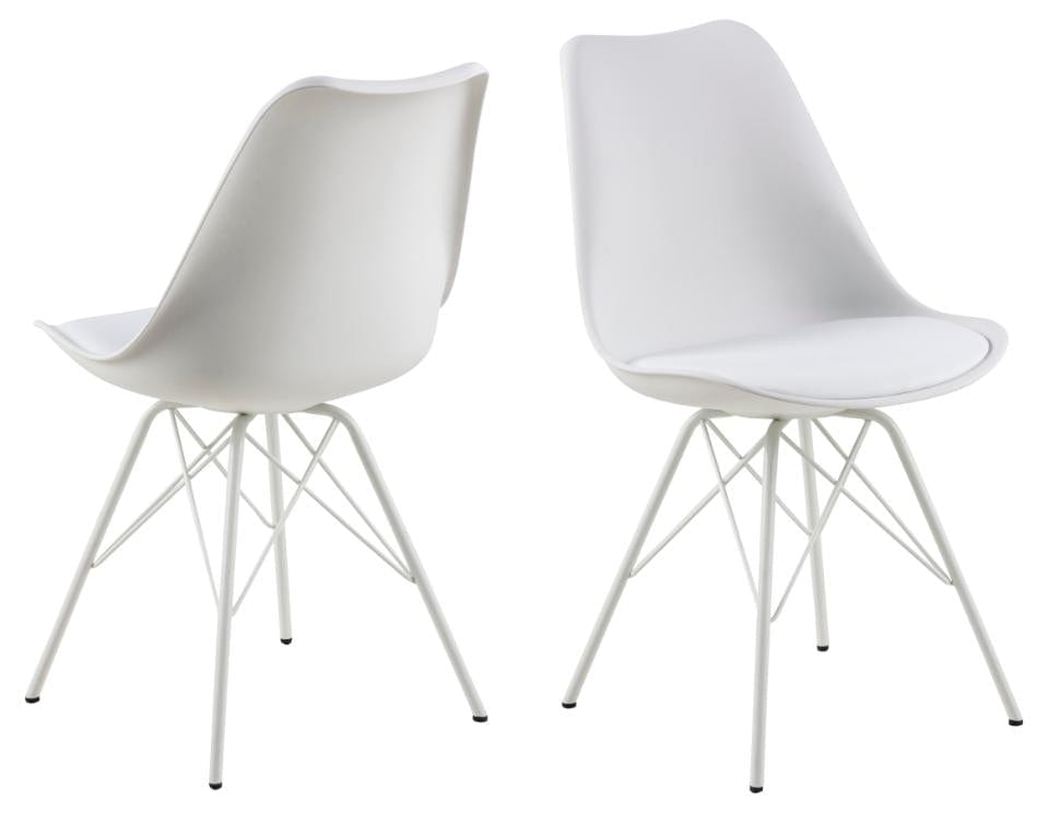 Set di 2 sedie da pranzo in ecopelle Eris Bianco