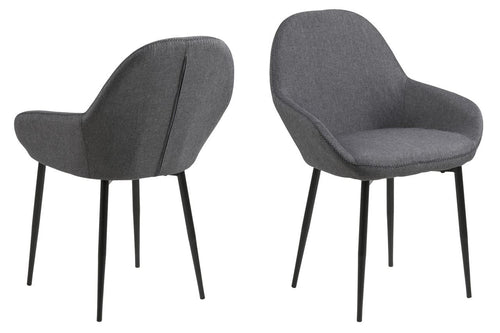 Set di 2 sedie da pranzo in tessuto Candis Grigio