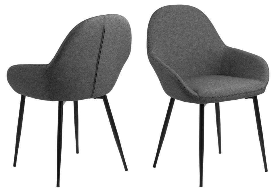 Set di 2 sedie da pranzo in tessuto Candis Grigio