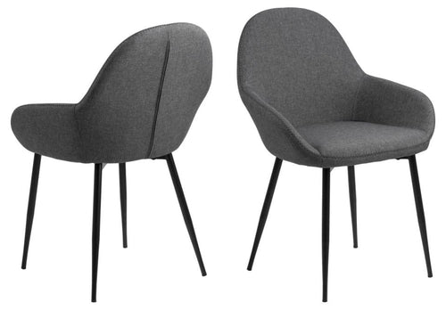 Set di 2 sedie da pranzo in tessuto Candis Grigio
