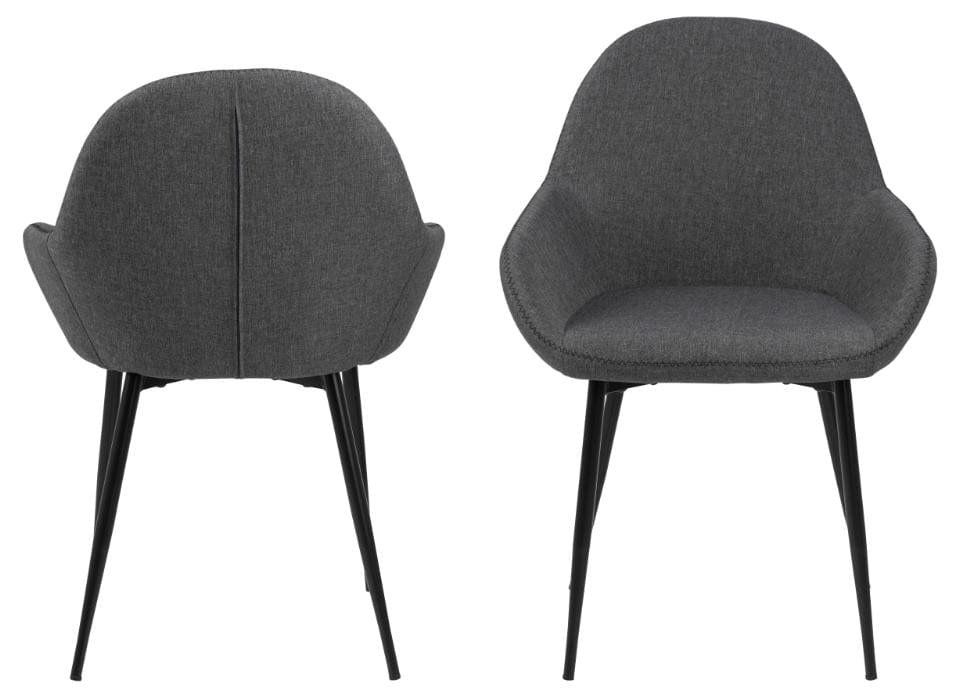 Set di 2 sedie da pranzo in tessuto Candis Grigio (2)