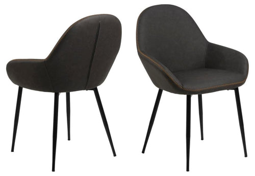 Set di 2 sedie da pranzo in tessuto Candis Grigio