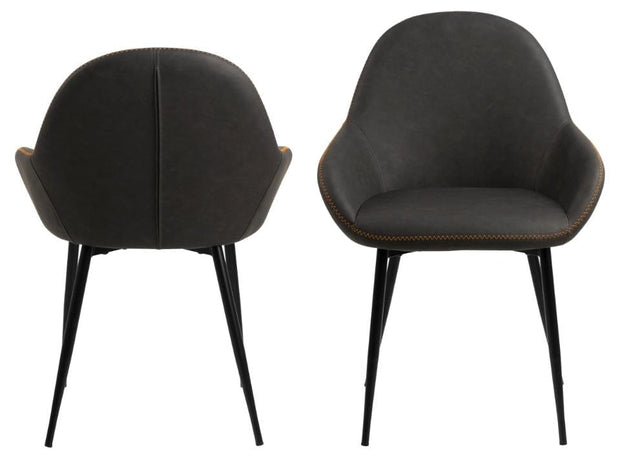Set di 2 sedie da pranzo in tessuto Candis Grigio (3)