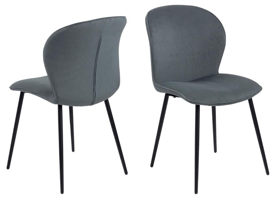 Set di 2 sedie da pranzo in tessuto Evelyn Grigio
