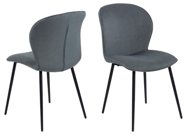 Set di 2 sedie da pranzo in tessuto Evelyn Grigio