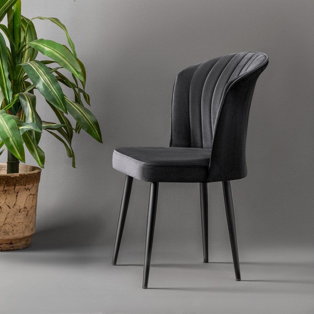 Set di 2 sedie da pranzo in tessuto Rubi Nero (1)