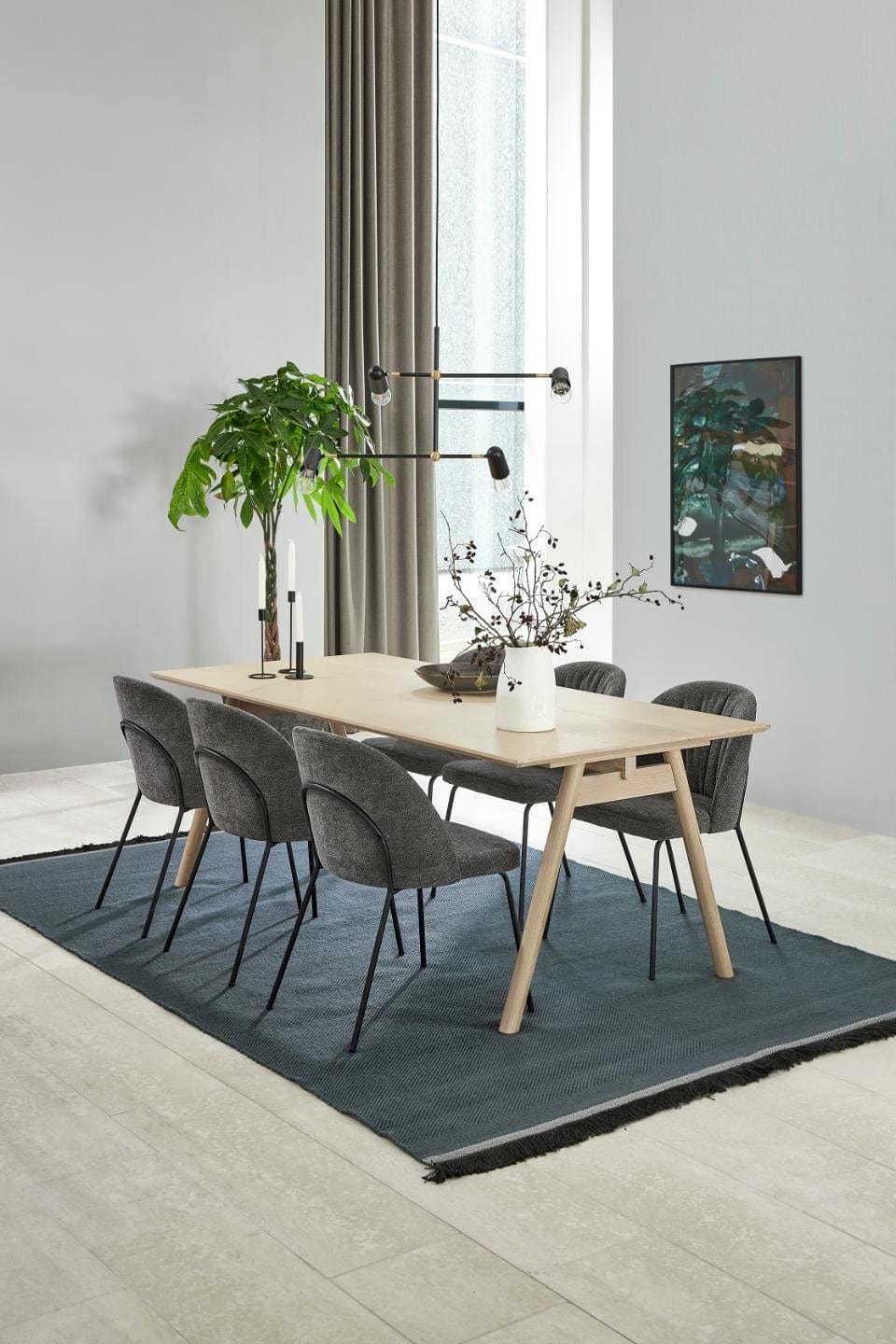 Set di 2 sedie da pranzo in tessuto Scandia Antracite (1)