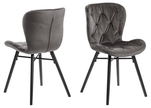 Set di 2 sedie da pranzo in velluto Batilda A-1 Capitone Grigio