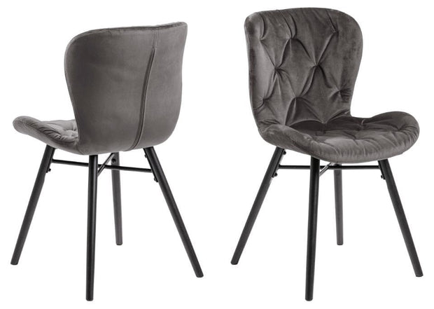Set di 2 sedie da pranzo in velluto Batilda A-1 Capitone Grigio