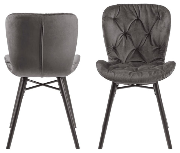 Set di 2 sedie da pranzo in velluto Batilda A-1 Capitone Grigio (2)