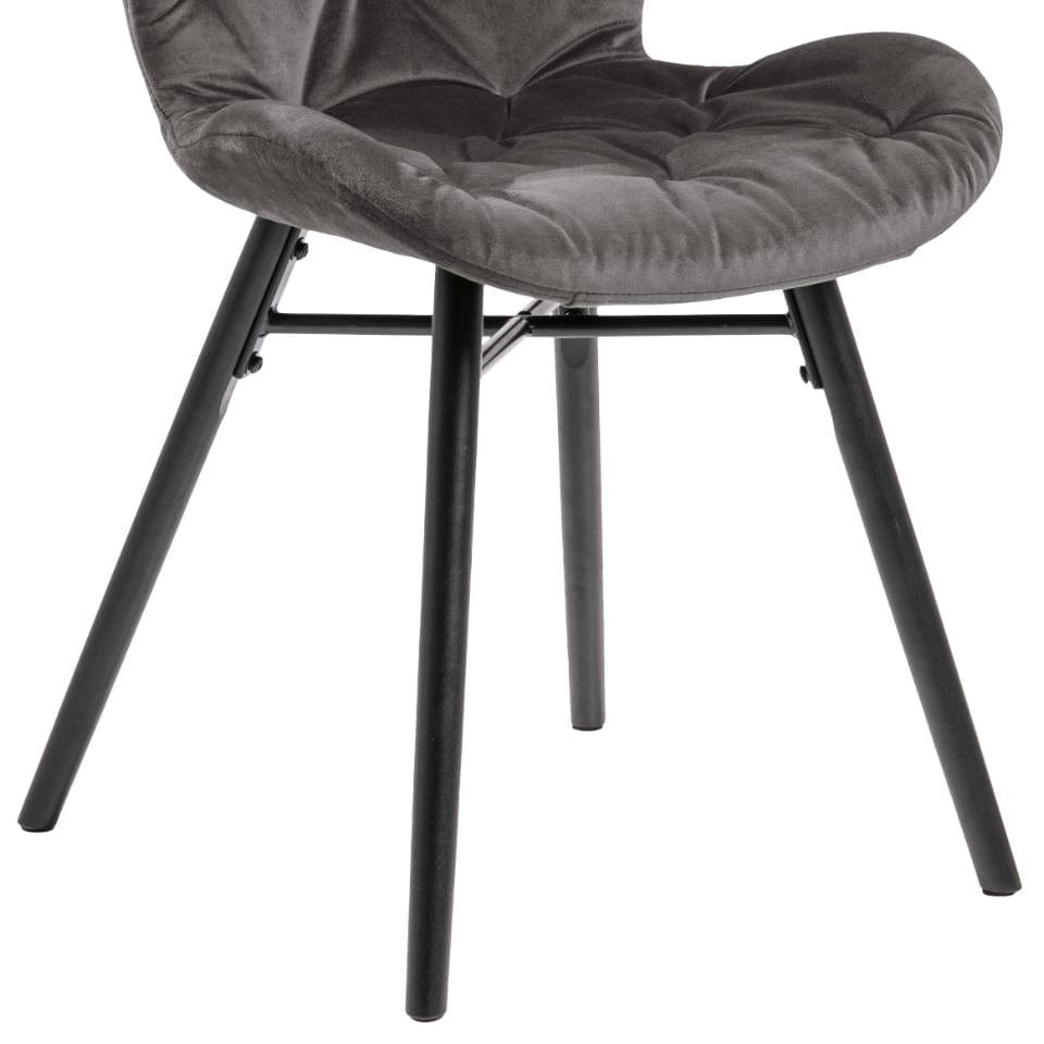 Set di 2 sedie da pranzo in velluto Batilda A-1 Capitone Grigio (6)