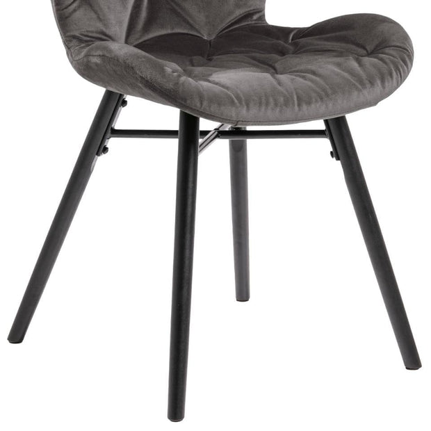 Set di 2 sedie da pranzo in velluto Batilda A-1 Capitone Grigio (6)