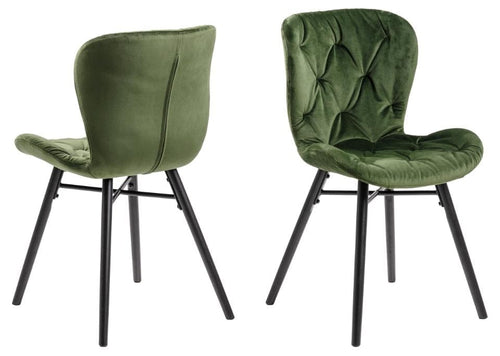 Set di 2 sedie da pranzo in velluto Batilda A-1 Capitone Verde