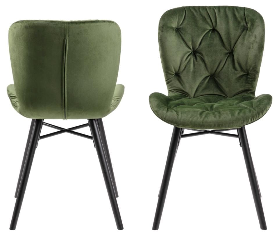 Set di 2 sedie da pranzo in velluto Batilda A-1 Capitone Verde (2)