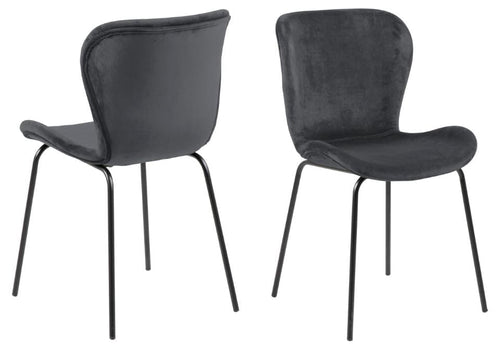 Set di 2 sedie da pranzo in velluto Batilda A-1 Grigio