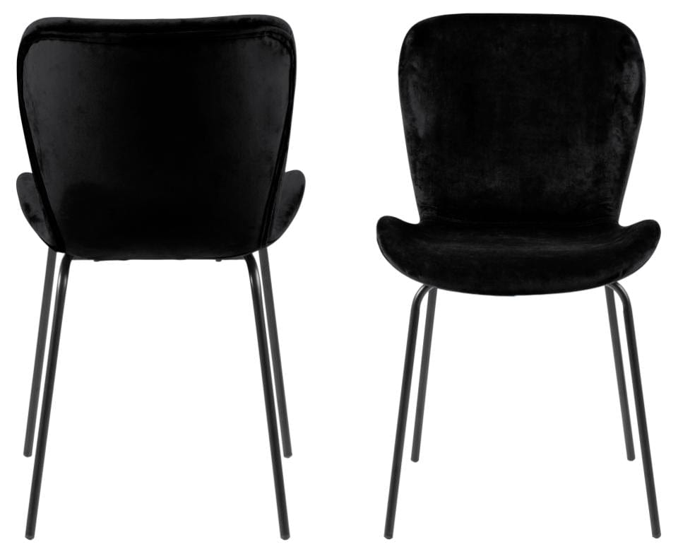 Set di 2 sedie da pranzo in velluto Batilda A-1 Nero (3)