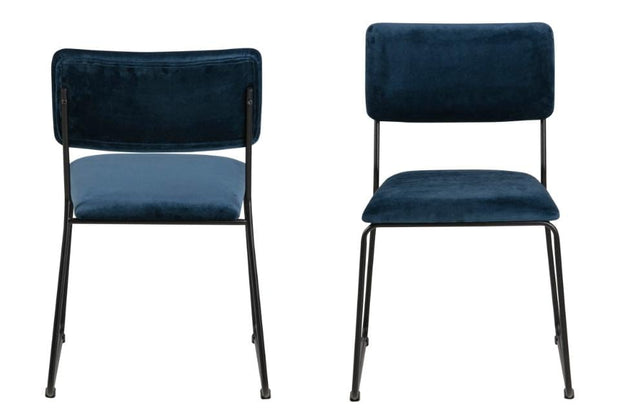 Set di 2 sedie da pranzo in velluto Cornelia Blu (2)