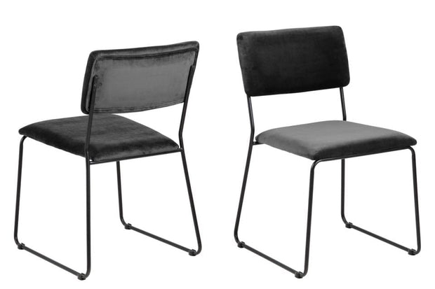Set di 2 sedie da pranzo in velluto Cornelia Grigio