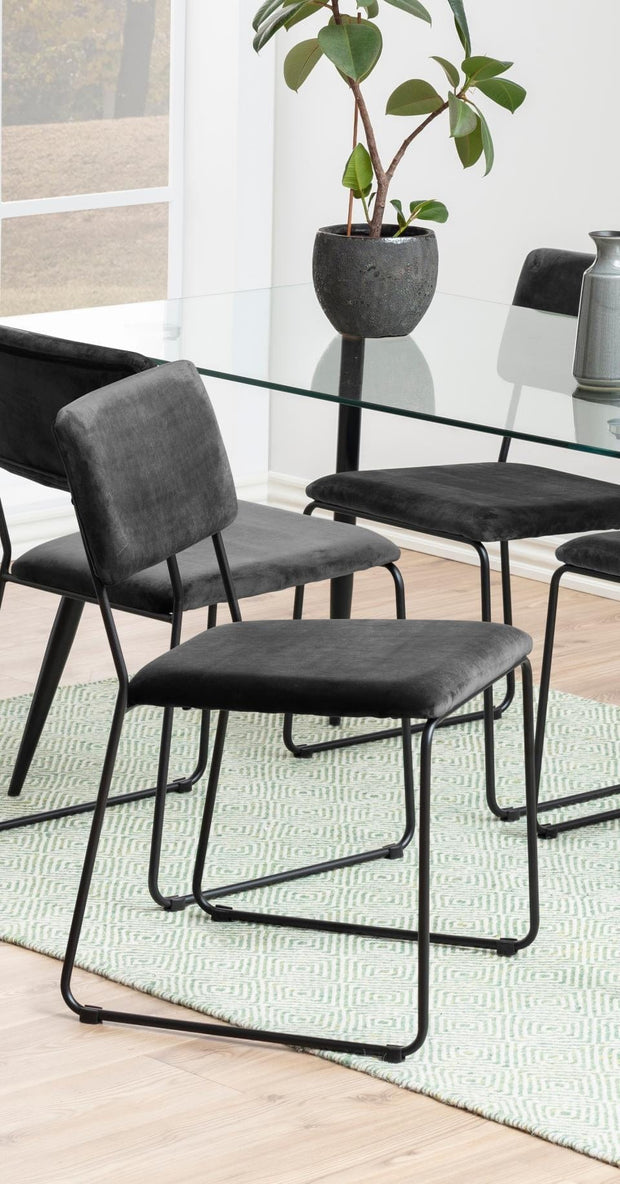 Set di 2 sedie da pranzo in velluto Cornelia Grigio (2)