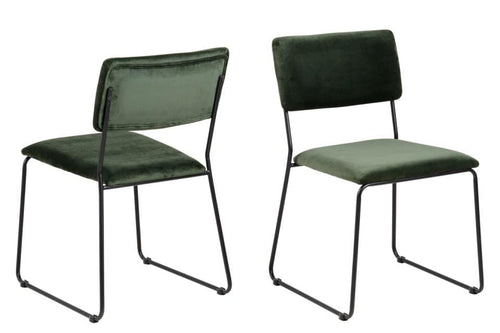 Set di 2 sedie da pranzo in velluto Cornelia Verde