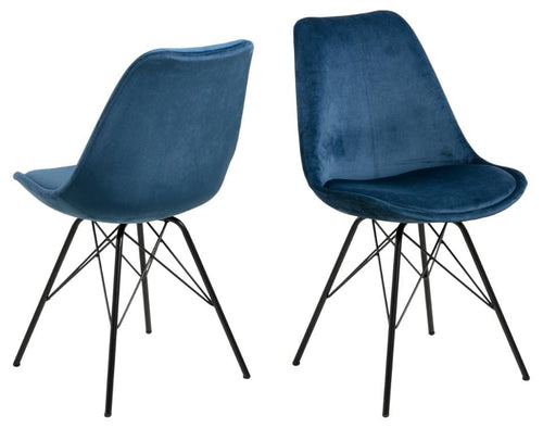 Set di 2 sedie da pranzo in velluto Eris Blu