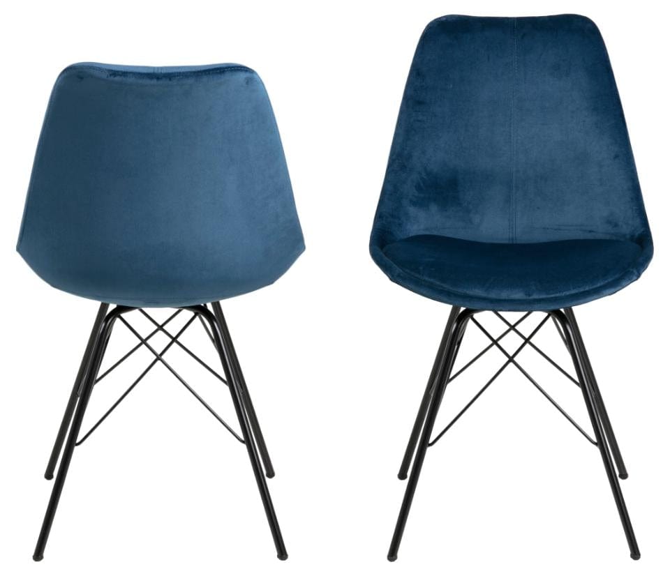 Set di 2 sedie da pranzo in velluto Eris Blu (2)