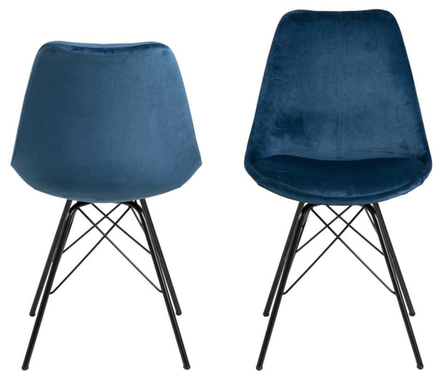 Set di 2 sedie da pranzo in velluto Eris Blu (2)