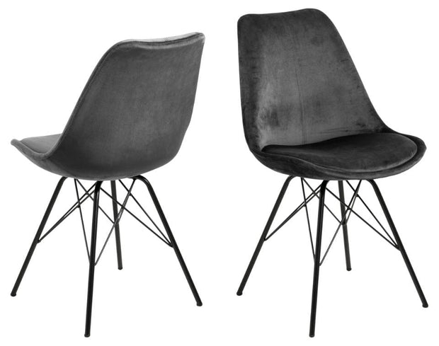 Set di 2 sedie da pranzo in velluto Eris Grigio