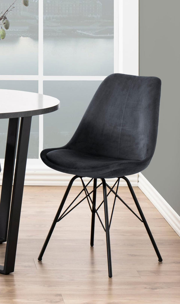 Set di 2 sedie da pranzo in velluto Eris Grigio (3)
