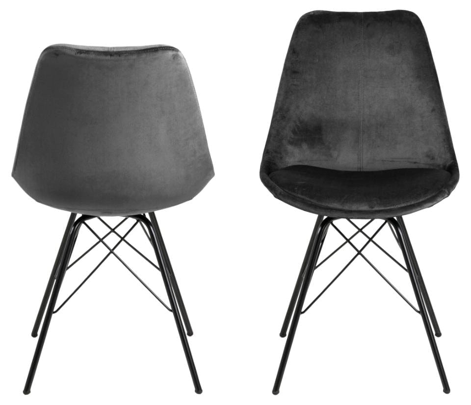 Set di 2 sedie da pranzo in velluto Eris Grigio (5)
