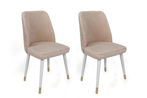 Set di 2 sedie da pranzo in velluto Hugo 407-V2 Crema