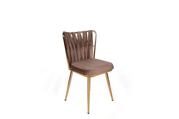 Set di 2 sedie da pranzo in velluto Kuşaklı-213 V2 Marrone (1)