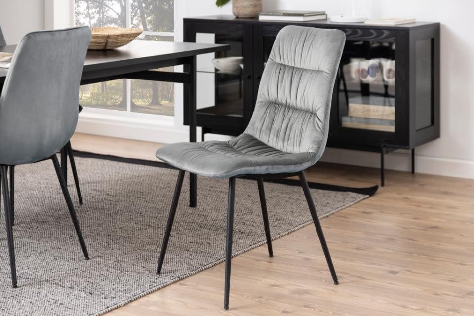 Set di 2 sedie da pranzo in velluto Lilian Grigio (3)