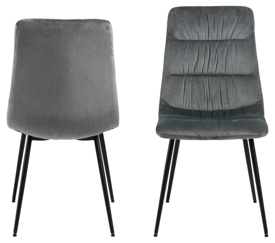 Set di 2 sedie da pranzo in velluto Lilian Grigio (5)
