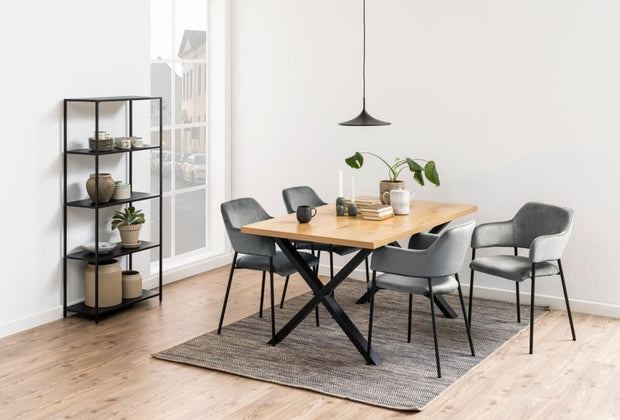 Actona Set di 2 sedie da pranzo in velluto Limana Grigio