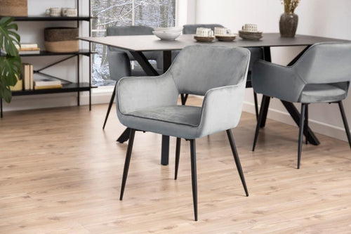 Set di 2 sedie da pranzo in velluto Ranja Grigio (1)