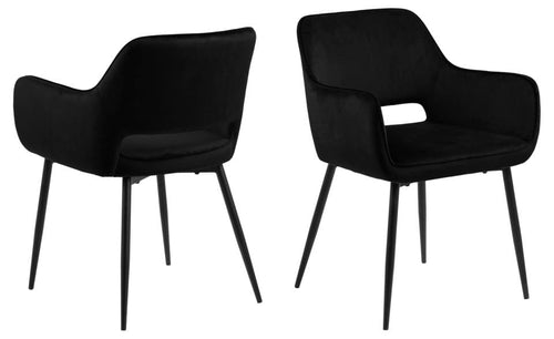 Set di 2 sedie da pranzo in velluto Ranja Nero