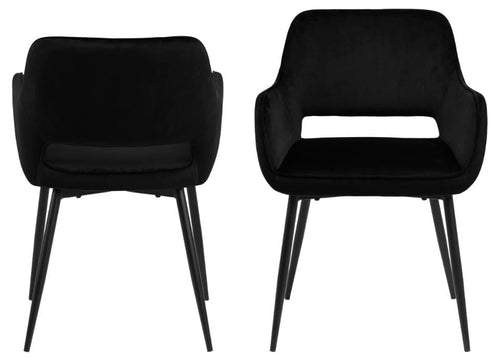 Set di 2 sedie da pranzo in velluto Ranja Nero (1)