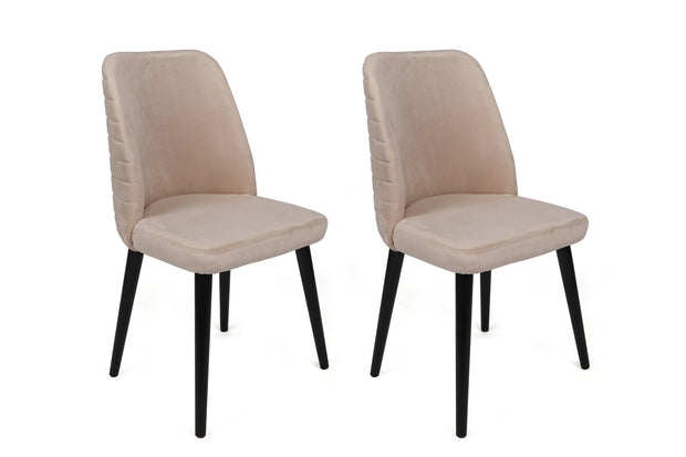 Set di 2 sedie da pranzo in velluto Tutku 306-V2 Crema