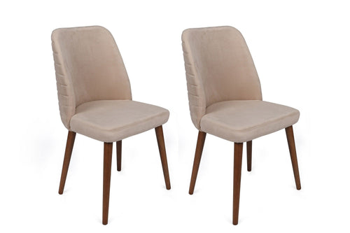 Set di 2 sedie da pranzo in velluto Tutku 346-V2 Crema